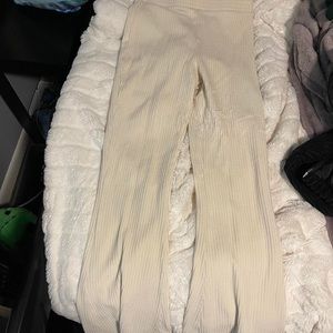 Cream Aerie Velour Flare Pants